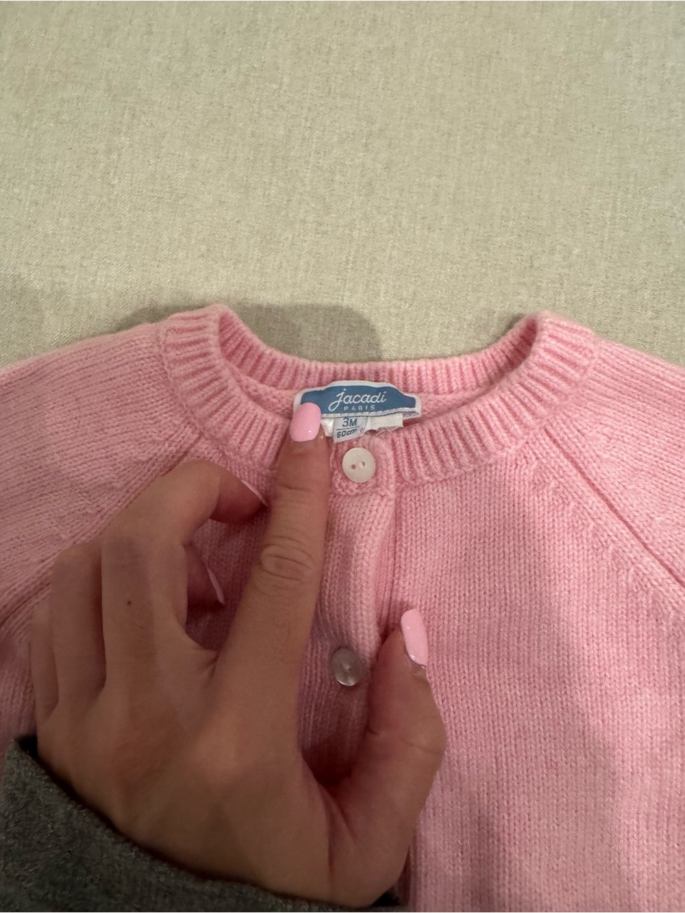 Jacadi Pink Button-Front Knit Cardigan - Picture 3 of 3